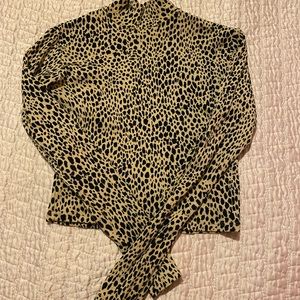 Cheetah print crop turtleneck